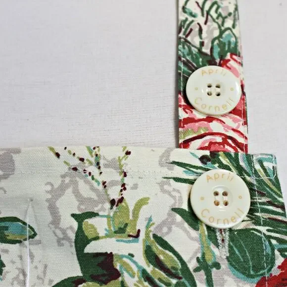 April Cornell Holiday Christmas Floral Apron 100% Cotton One Size - Picture 4 of 10